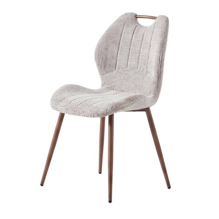 Turin Extending Dining Set - 130cm-160cm - 4-6 Seater - Off-White and Walnut - Sintered Stone Top - 4 Latte Chair