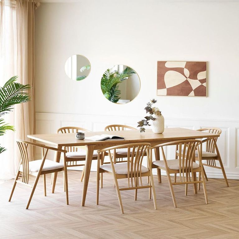 Darwin Extending Dining Set - 180cm-230cm - Natural - 6 Agustin Spindle Back Chairs