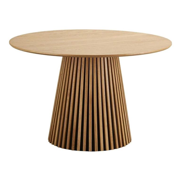 Osaka Oak Dining Set - 120cm - Round - Slatted Base - Natural - 4 Maceda Dark Green Chairs
