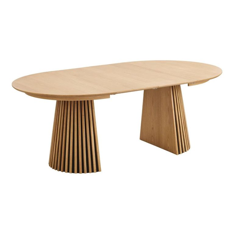 Osaka Oak Extending Dining Set - 120cm-200cm - Round - Slatted Base - Natural - 6 Artenara Spindle Back Chairs