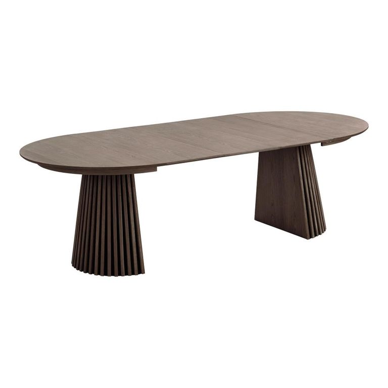 Osaka Oak Extending Dining Set - 120cm-200cm - Round - Slatted Base - Smoked - 6 Agustin Spindle Back Chairs