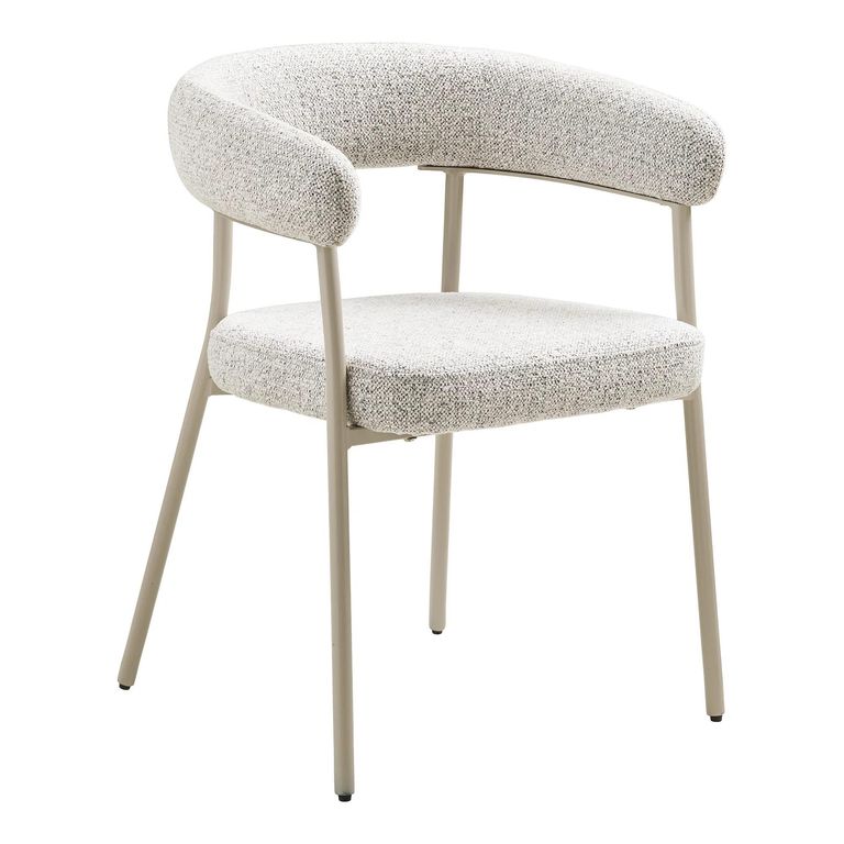 Annecy Dining Set - 120cm - Round - Hourglass Base - Sand - Ceramic and Metal - 4 Trivio Armchairs
