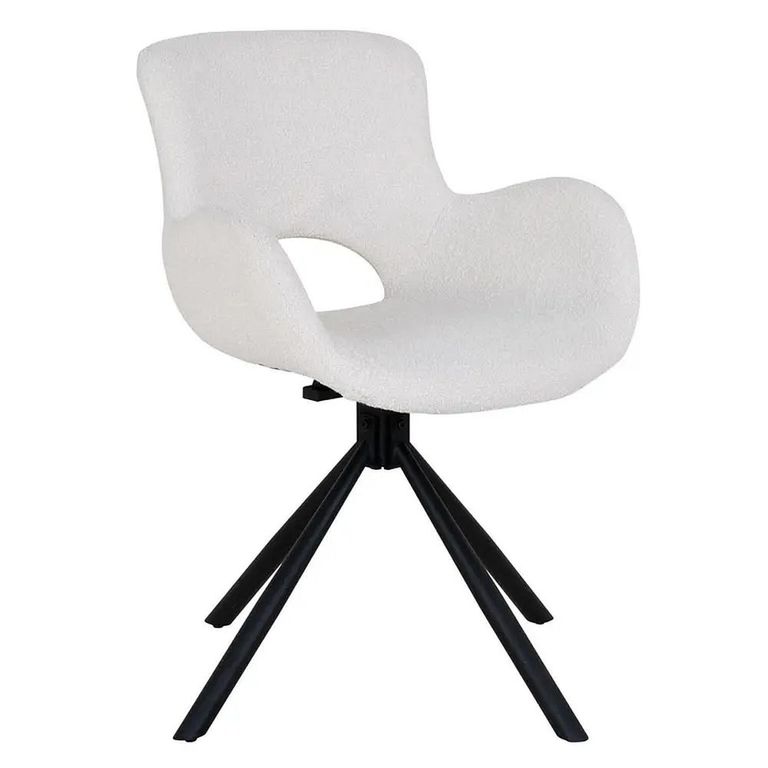 Boavista Dining Set -120cm - Round - Fluted Pedestal - Dark Brown - 4 Amorim White Swivel Armchairs