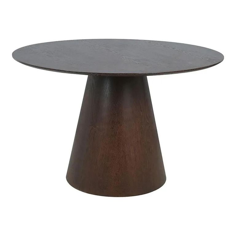 Bolton Dining Set - 120cm - Round - Pedestal - Dark Wood - 4 Maceda Beige Chairs