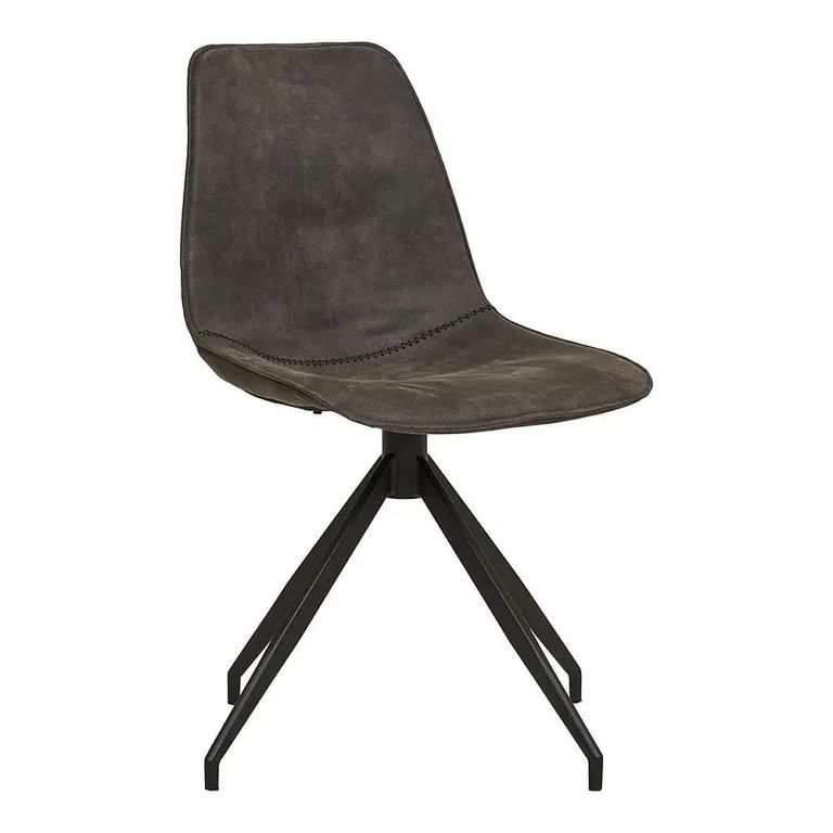 Toulon Dining Set - 140cm - Wavy Edge - Cross Leg - Natural and Black - Oak and Metal - 4 Monaco Grey Swivel Chairs
