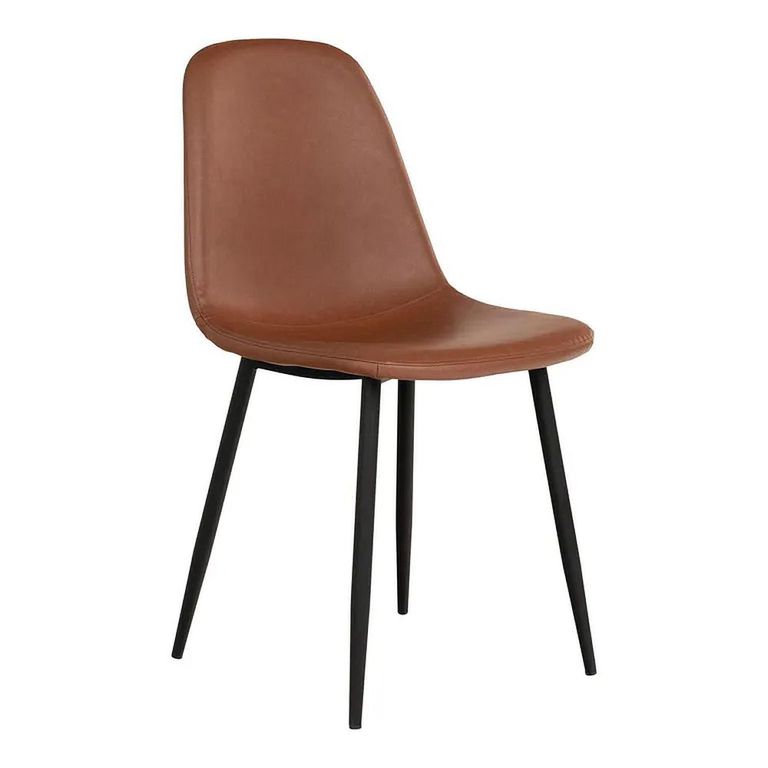 Toulon Dining Set - 140cm - Wavy Edge - Cross Leg - Smoked and Black - Oak and Metal - 4 Stockholm Vintage Brown Chairs