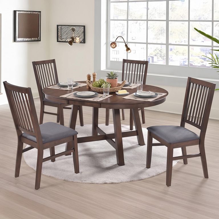 Roseville Dark Oak Extending Dining Set - 155cm-154cm - 4-6 Seater - Oval - 4 Chair