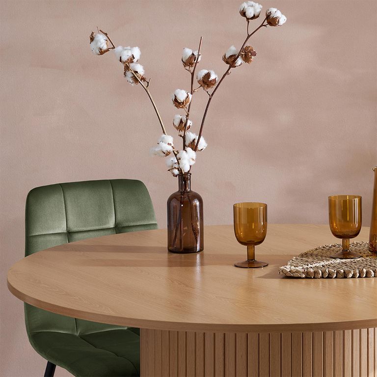 Axel Dining Set - 120cm - 4 Seater - Round - Fluted - Oak - 4 Chair