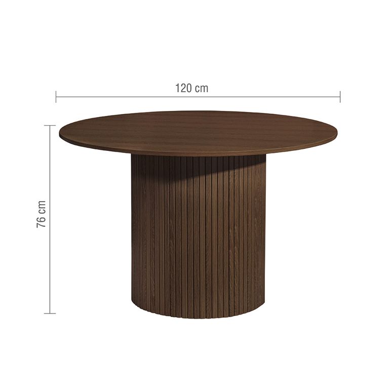 Axel Dining Set - 120cm - 4 Seater - Round - Fluted - Walnut - 4 Chair