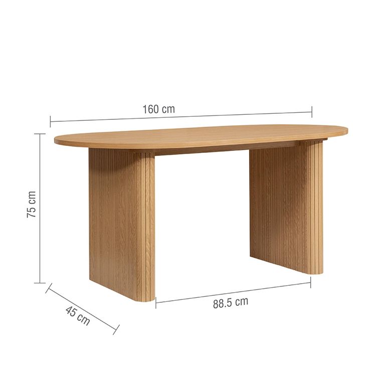 Axel Dining Set - 160cm - 6 Seater - Oval - Fluted - Oak - 2 Chair and 1 Bench