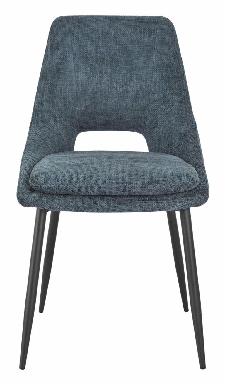 Apollo Extending Dining Set - 6-10 Seater - 160cm-220cm - Grey Ceramic - Peyton Dining Chair - Blue Fabric