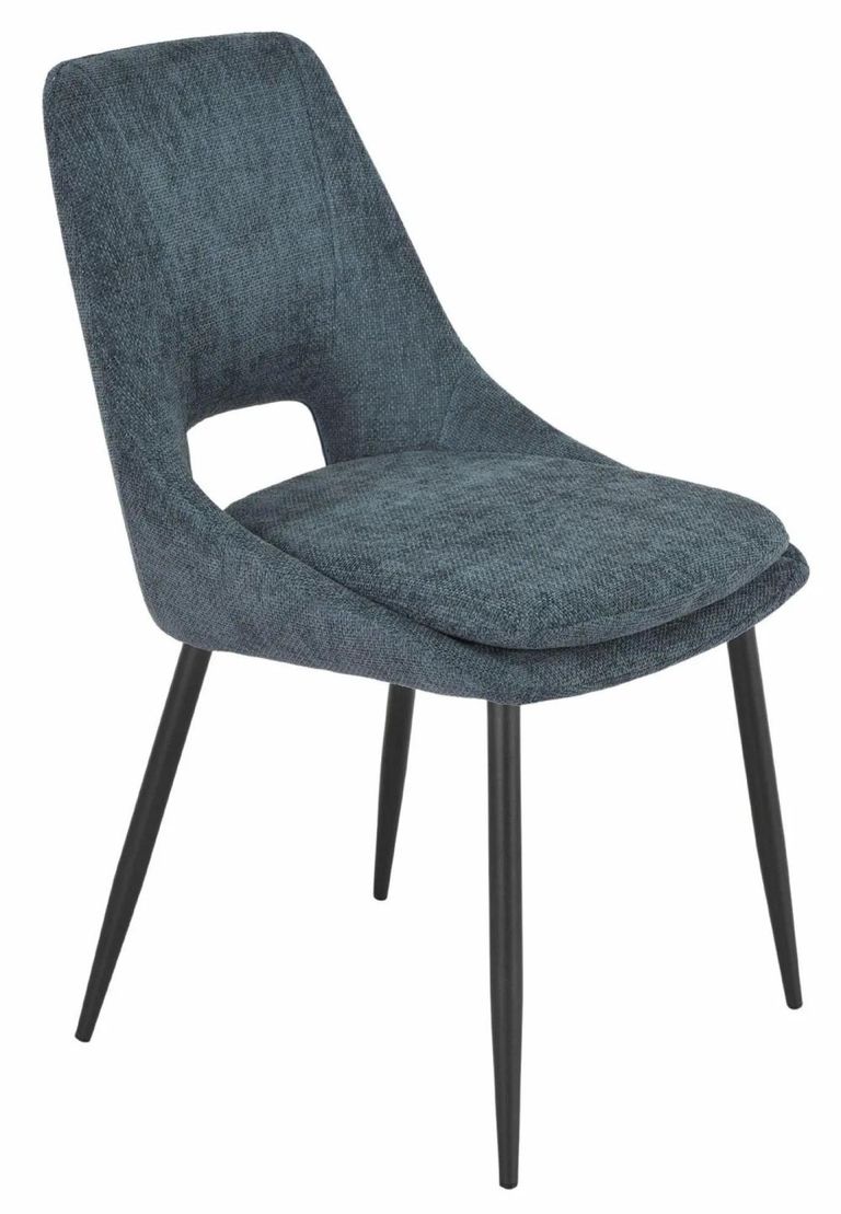 Apollo Extending Dining Set - 6-10 Seater - 160cm-220cm - Grey Ceramic - Peyton Dining Chair - Blue Fabric