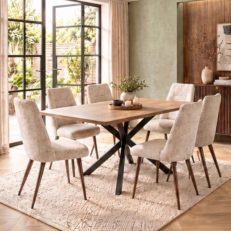 Bedford Oak 6 Seater 180cm Dining Set with 6 Chelsea Chair