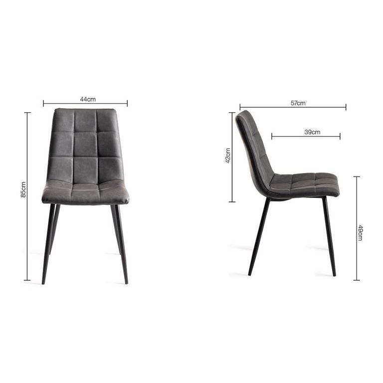 Ramsay Oak Dining Table Set - 6 Seater - 160cm - X Leg - 6 Mondrian Dark Grey Faux Leather Chairs