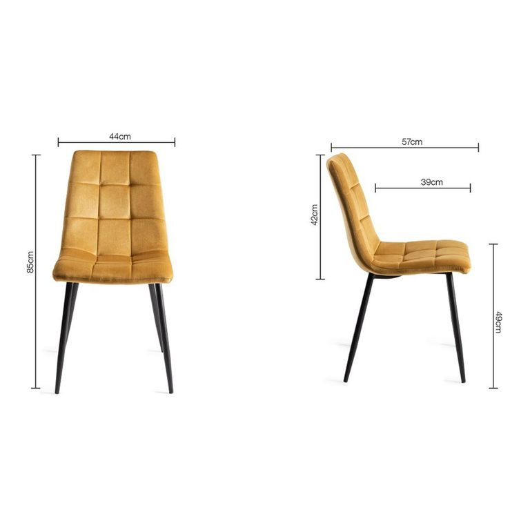 Ramsay Oak Dining Table Set - 6 Seater - 160cm - X Leg - 6 Mondrian Mustard Velvet Chairs