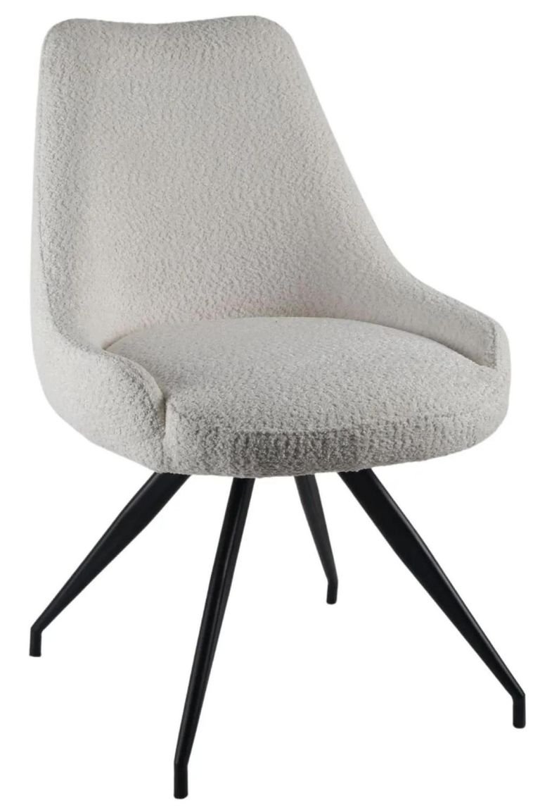 Bern Fluted Dining Set - 6 Seater - 160cm - Black - Arctic Swivel Dining Chairs - Cream Velvet Fabric