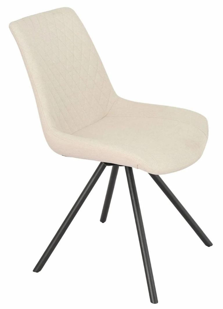 Bern Fluted Dining Set - 6 Seater - 160cm - Black - Boden Swivel Dining Chairs - Cream Fabric