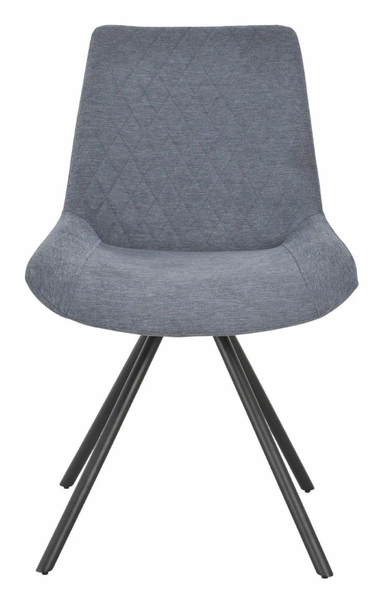 Bern Fluted Dining Set - 6 Seater - 160cm - Black - Boden Swivel Dining Chairs - Dark Grey Fabric