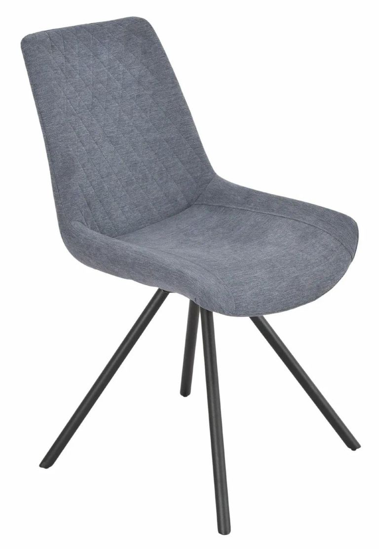 Bern Fluted Dining Set - 6 Seater - 160cm - Black - Boden Swivel Dining Chairs - Dark Grey Fabric