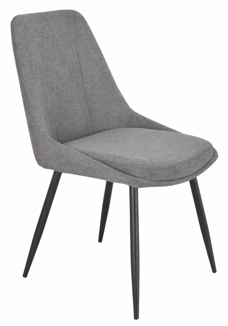 Bern Fluted Dining Set - 6 Seater - 160cm - Black - Darwin Dining Chairs - Grey Fabric