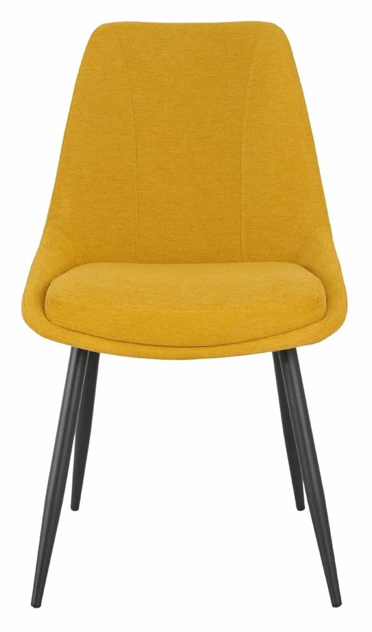 Bern Fluted Dining Set - 6 Seater - 160cm - Black - Darwin Dining Chairs - Yellow Fabric