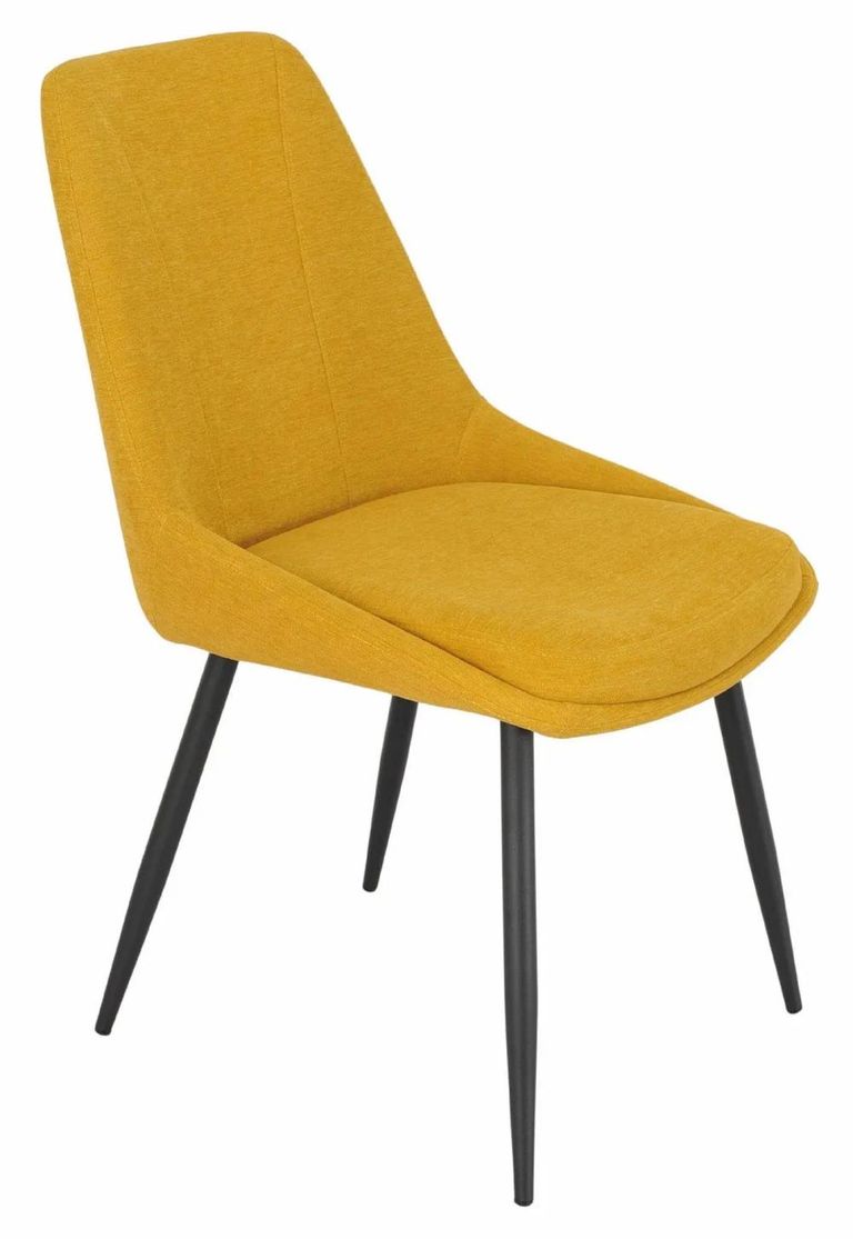 Bern Fluted Dining Set - 6 Seater - 160cm - Black - Darwin Dining Chairs - Yellow Fabric