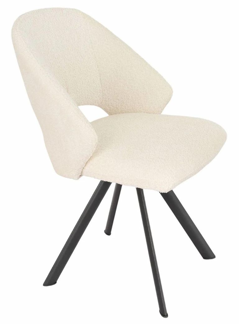 Bern Fluted Dining Set - 6 Seater - 160cm - Black - Ion Swivel Dining Chairs - Cream Boucle Fabric