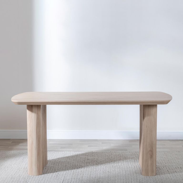 Bern Fluted Dining Set - 6 Seater - 160cm - Oak - Kiefer Dining Chairs - Cream Boucle Fabric