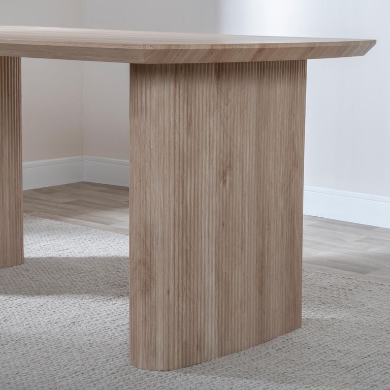 Bern Fluted Dining Set - 6 Seater - 160cm - Oak - Kiefer Dining Chairs - Cream Boucle Fabric