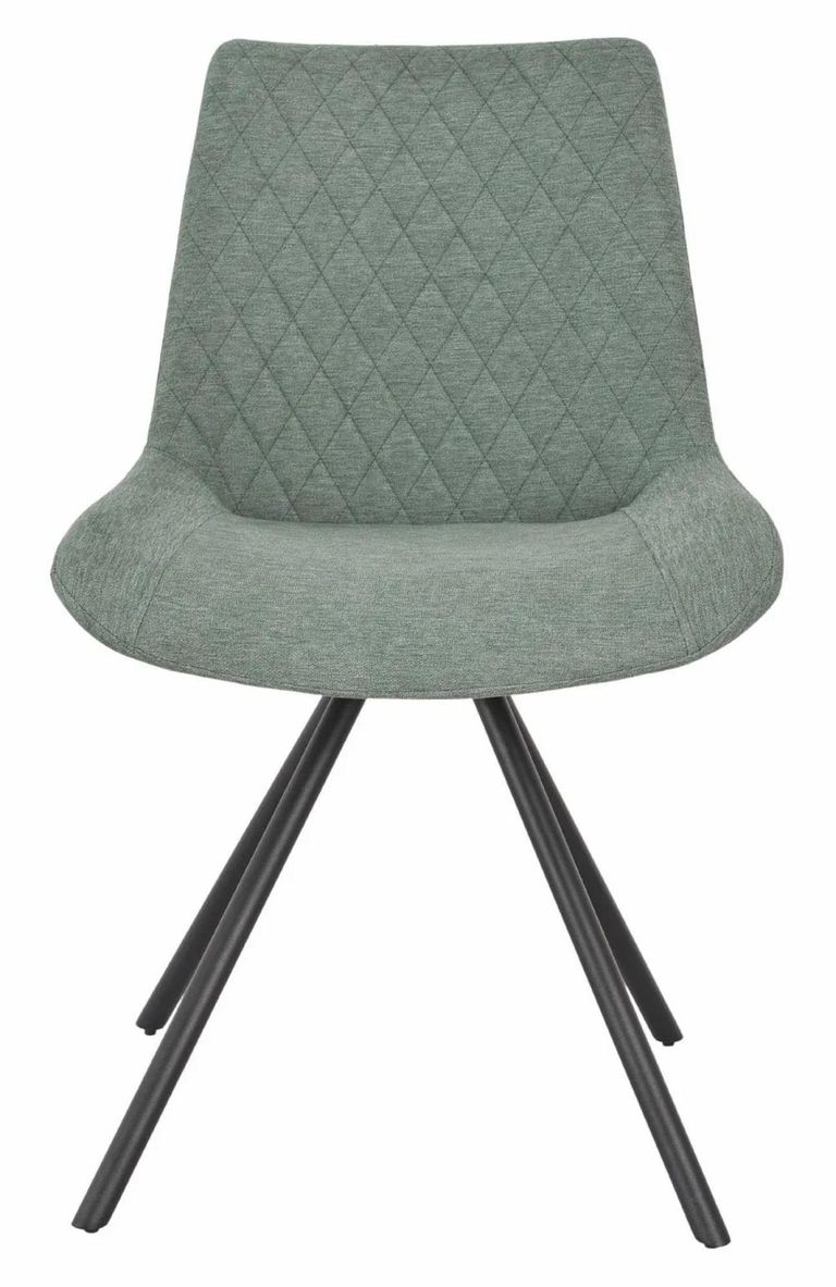 Carrara Dining Set - 4 Seater - 135cm - Round - Grey Ceramic - Extending - 4x Boden Swivel Dining Chairs - Green Fabric