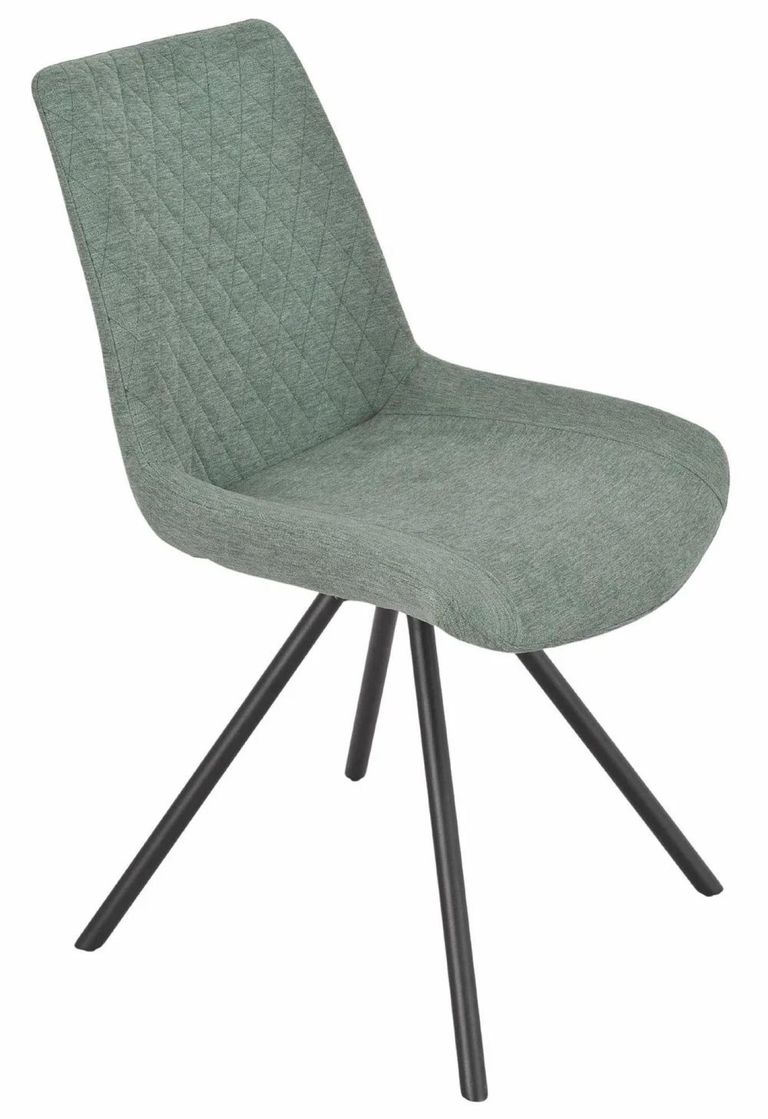 Carrara Dining Set - 4 Seater - 135cm - Round - Grey Ceramic - Extending - 4x Boden Swivel Dining Chairs - Green Fabric