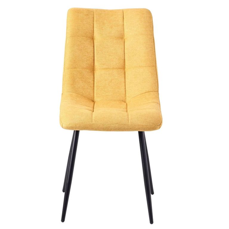 Carrara Dining Set - 4 Seater - 135cm - Round - Grey Ceramic - Extending - 4x Corona Dining Chairs - Yellow Fabric