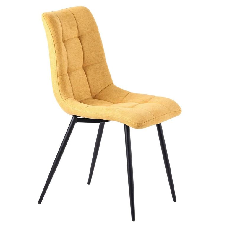 Carrara Dining Set - 4 Seater - 135cm - Round - Grey Ceramic - Extending - 4x Corona Dining Chairs - Yellow Fabric