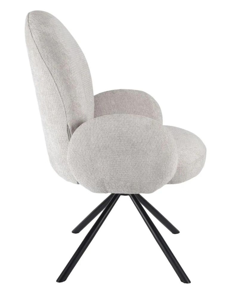 Carrara Dining Set - 4 Seater - 135cm - Round - Grey Ceramic - Extending - 4x Theo Swivel Dining Chairs - Grey Fabric