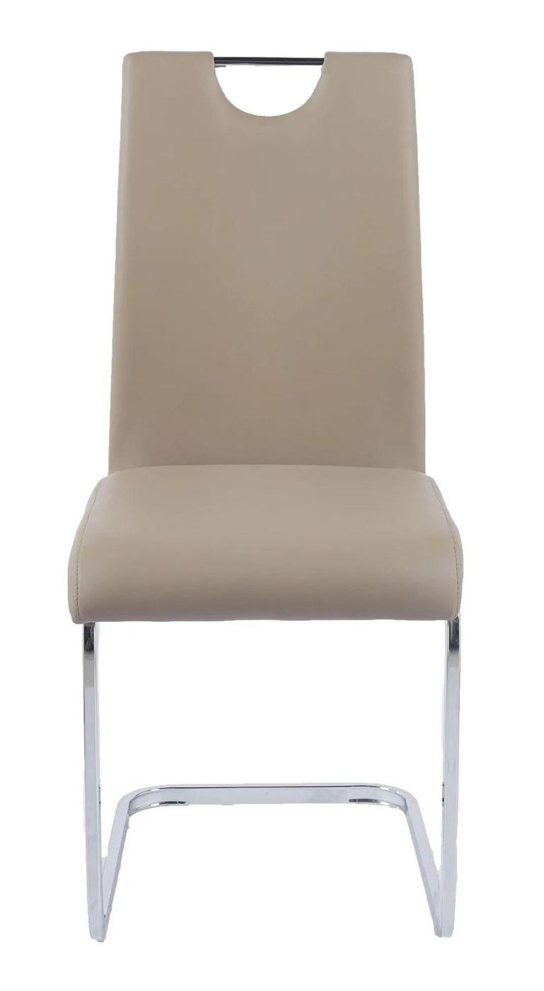 Carrera Dining Set - 4 Seater - 130cm - Round - White Marble - 4x Bianco Dining Chairs - Beige Faux Leather