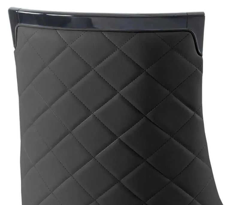 Carrera Dining Set - 4 Seater - 130cm - Round - White Marble - 4x Carmela Dining Chairs - Black Leather