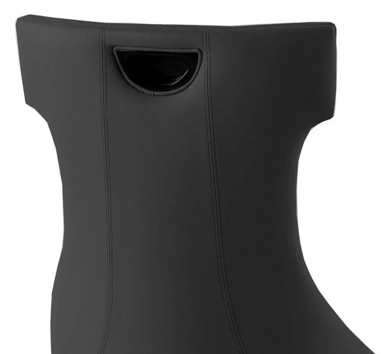 Carrera Dining Set - 4 Seater - 130cm - Round - White Marble - 4x Mimi Dining Chairs - Black Leather