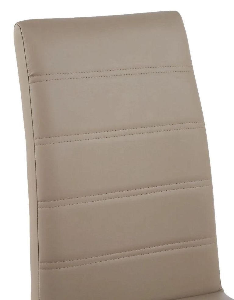 Carrera Dining Set - 4 Seater - 130cm - Round - White Marble - 4x Roma Dining Chairs - Beige Faux Leather