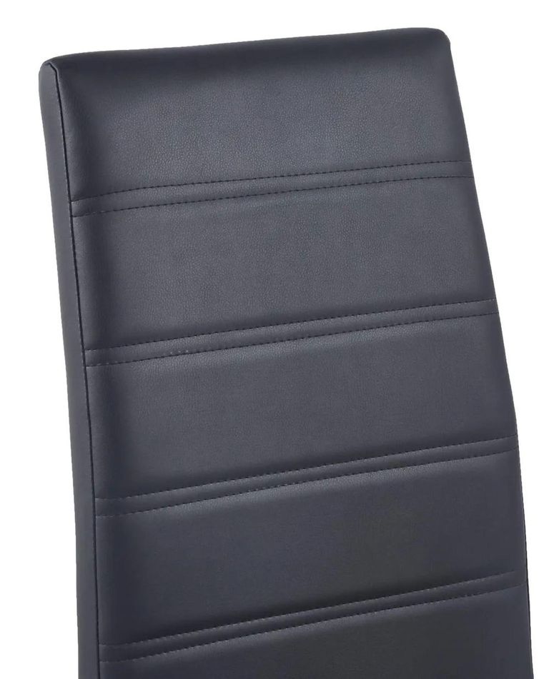 Carrera Dining Set - 4 Seater - 130cm - Round - White Marble - 4x Roma Dining Chairs - Black Faux Leather