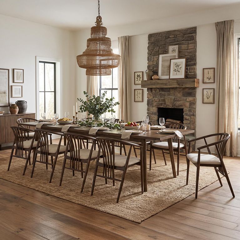 Darwin Extending Dining Set - 240cm-340cm - Dark Brown - 10 Agustin Spindle Back Chairs