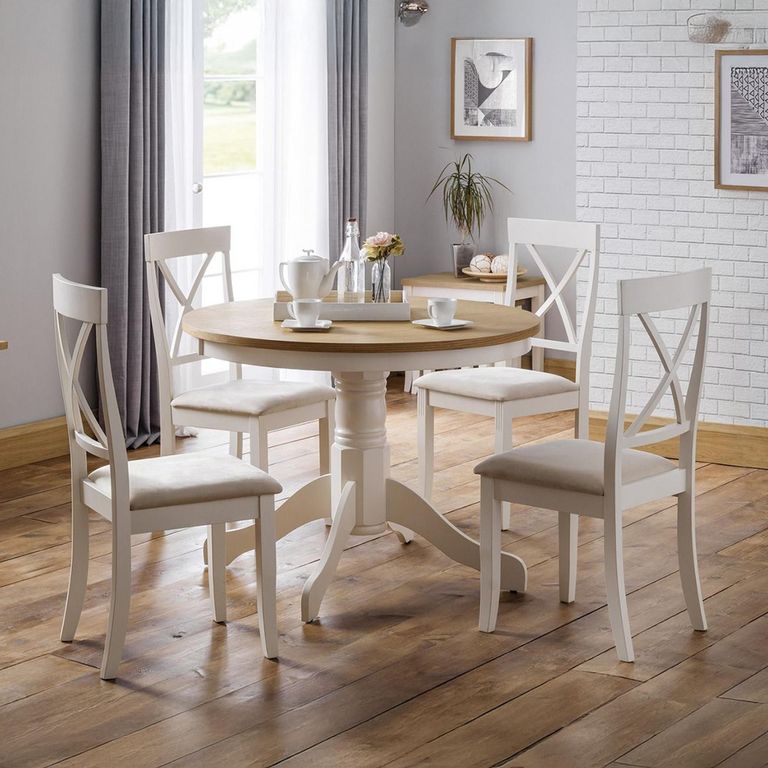 Davenport Dining Set - 4 Seater - 106cm - Round - 4 Chairs - Ivory