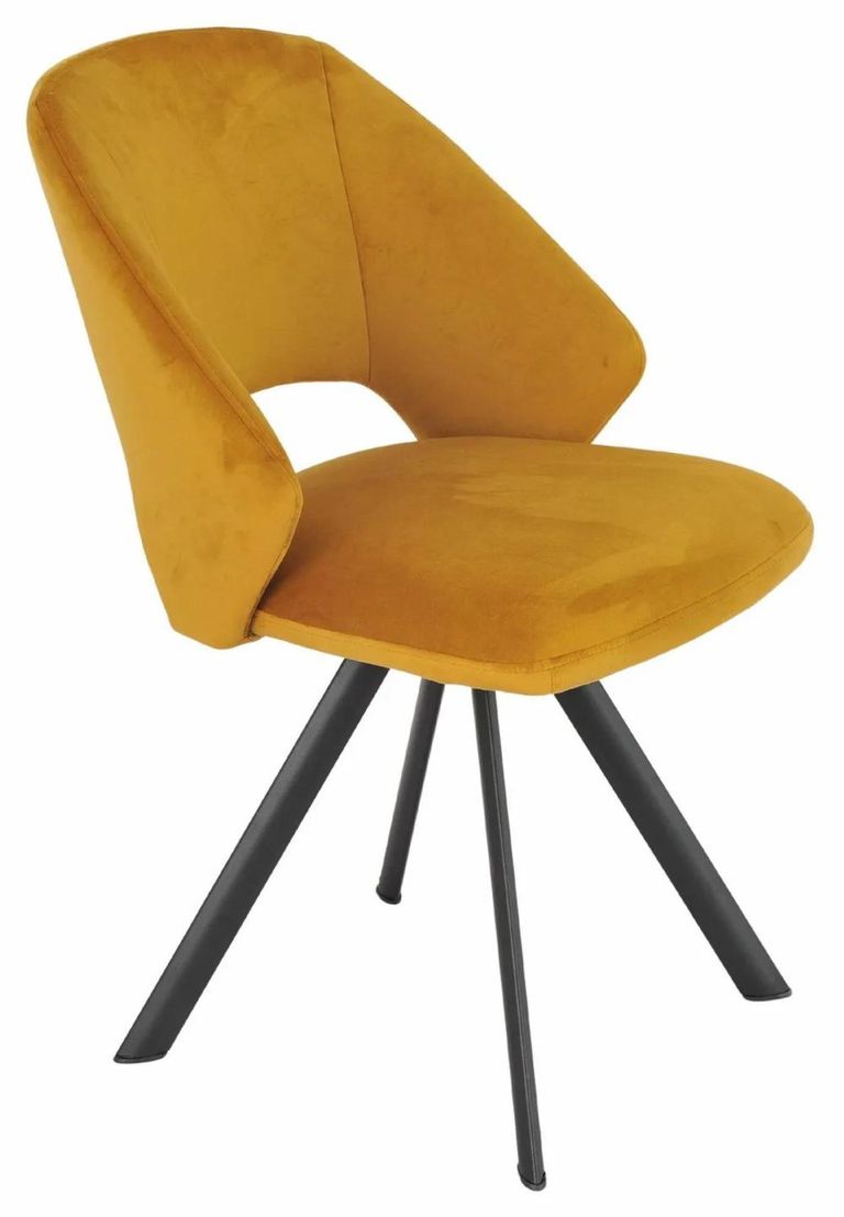 Merlin Dining Set - 6 Seater - 180cm - White Ceramic - Ion Swivel Dining Chairs - Mustard Velvet Fabric