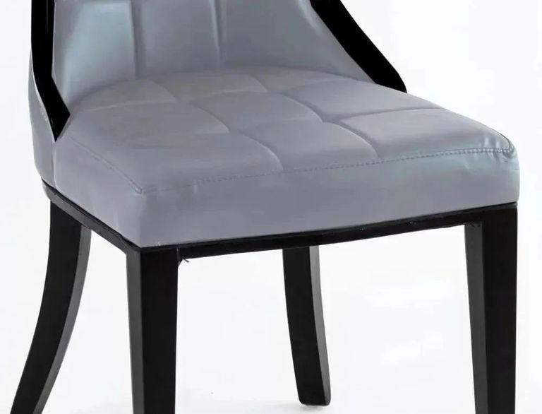 Turin Dining Set - 8 Seater - 140cm - Square - Grey Marble - Paris Dining Chairs - Grey Leather - Black Legs