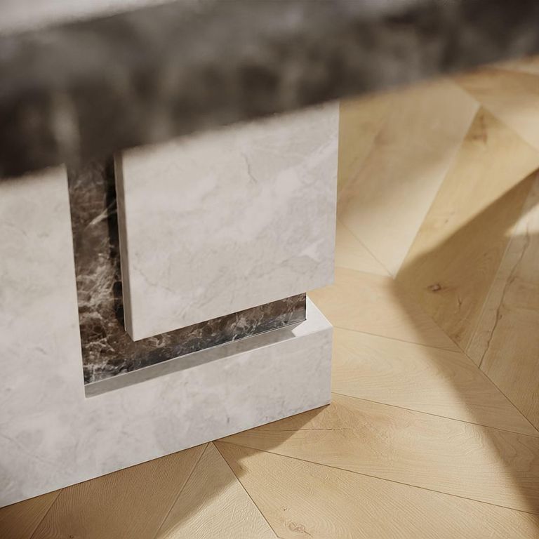 Venice Dining Set - 6 Seater - 160cm - Grey Marble - Mimi Dining Chairs - Cream Leather