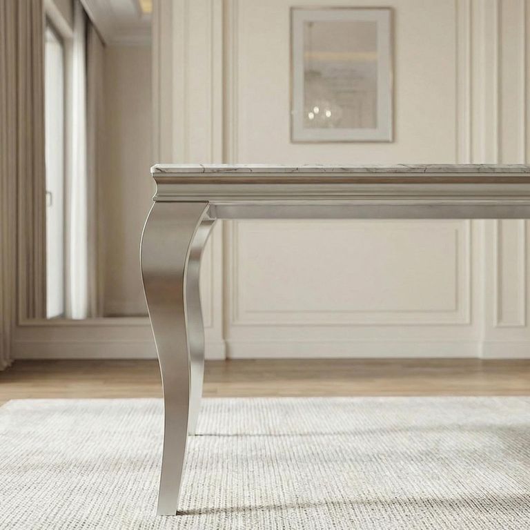 Louis Dining Table - Grey Marble & Chrome - Sizes Available