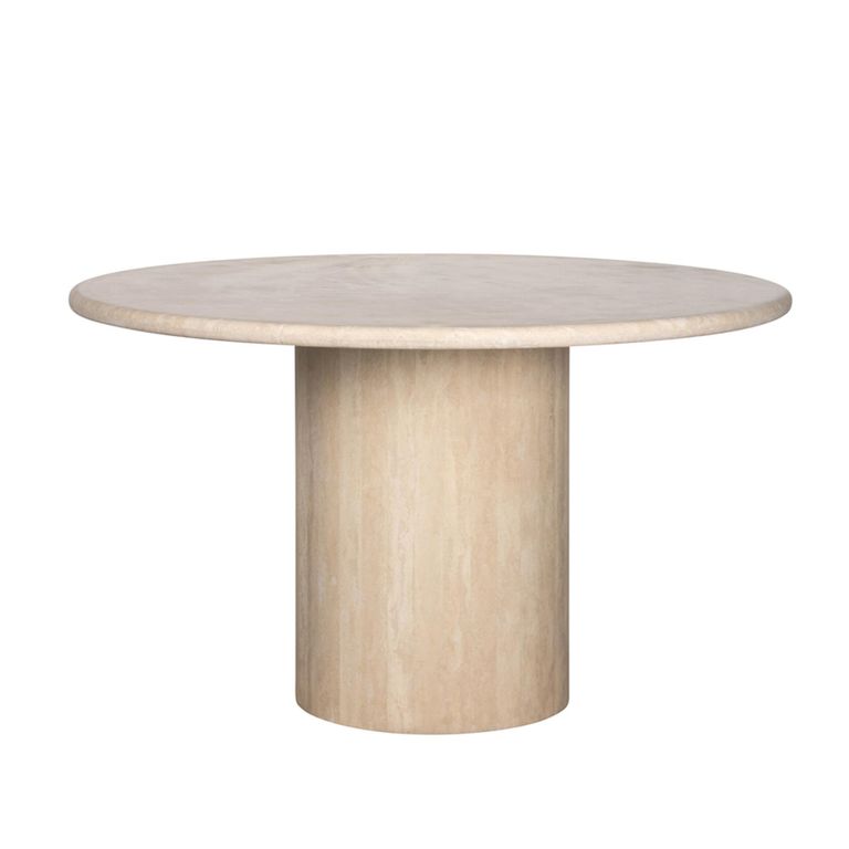 Renaissance Dining Table - 130cm - 4 Seater - Round - Pedestal - Beige - Travertine