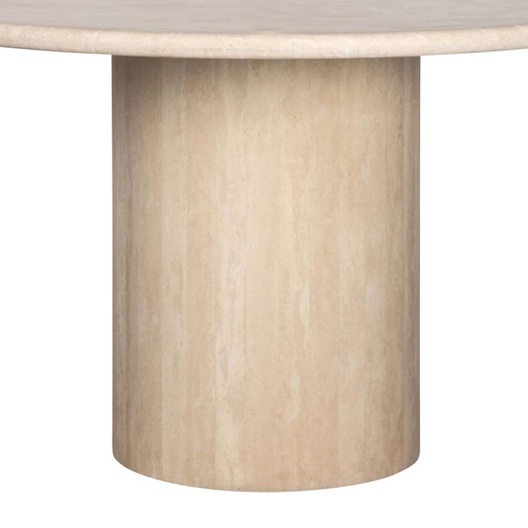 Renaissance Dining Table - 130cm - 4 Seater - Round - Pedestal - Beige - Travertine