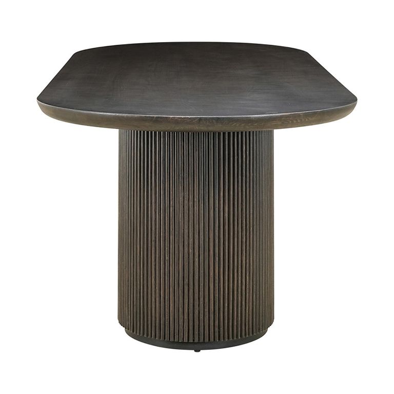 Kingston Dark Wood 12 Seater Oval Dining Table with Fluted Base