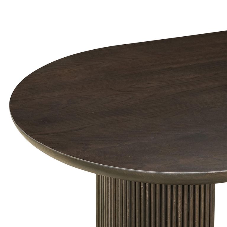 Kingston Dark Wood 12 Seater Oval Dining Table with Fluted Base