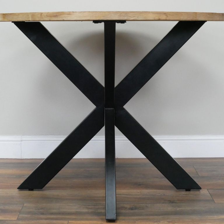 Dining Table - 100cm - 4 Seater - Round - Spider Legs - Mango Wood and Metal